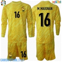 Camisa de time de futebol França Mike Maignan #16 Goleiro Replicas 1º Equipamento Infantil Europeu 2024 Manga Comprida (+ Calças curtas)